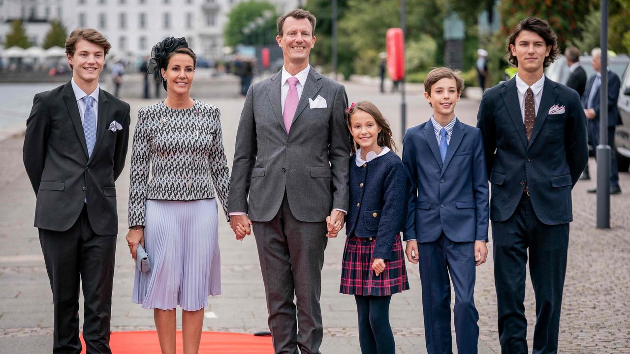 Prince Felix, Princess Marie, Prince Joachim, Princess Athena, Prince Henrik and Prince Nikolai (Photo by Mads Claus Rasmussen / Ritzau Scanpix / AFP)