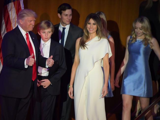 Republican presidential elect Donald Trump arrives with his family to speak during election night. Picture: Jim Watson/AFP