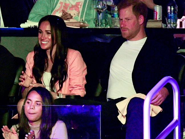 Prince Harry, Duke of Sussex and Meghan, Duchess of Sussex attend a basketball game between the Los Angeles Lakers and the Memphis Grizzlies at Crypto.com Arena. Picture: Allen Berezovsky/Getty Images