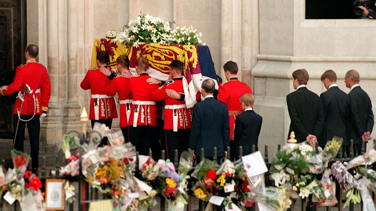 The funeral procession for Princess Diana, which was also held at Westminster Abbey in September 1997. Picture: Joel Robine/AFP