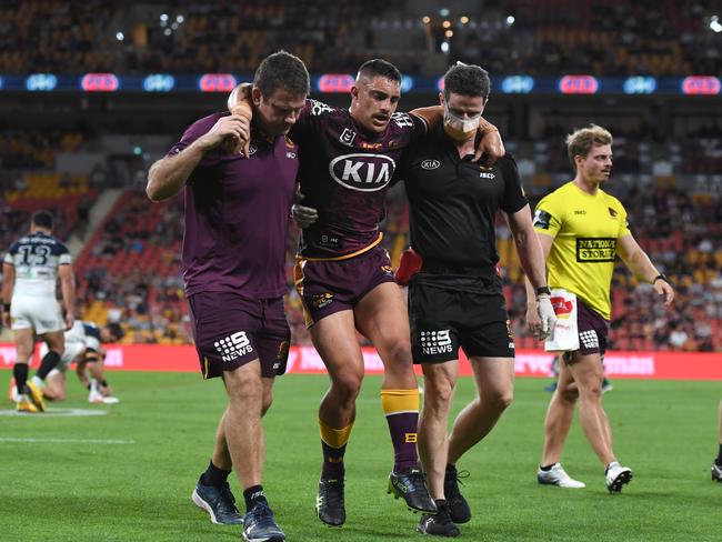 An injury to Kotoni Staggs summed up Brisbane’s 2020 season. Picture: Scott Davis/NRL Photos