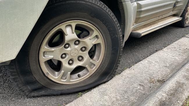 More than 40 vehicles were damaged in a tyre-slashing spree in Moonee Ponds on September 29. Picture: Liam Beatty.