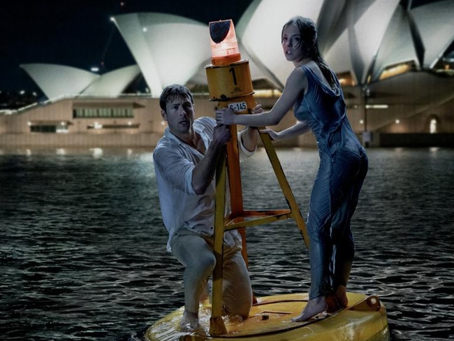 Sydney Sweeney and Glenn Powell in a scene from the romantic comedy Anyone But You, shot in Sydney.