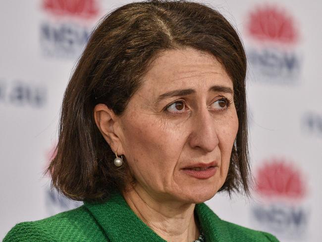 NSW Premier Gladys Berejiklian speaking at Saturday’s Covid-19 press conference. Picture: NCA NewsWire / Flavio Brancaleone