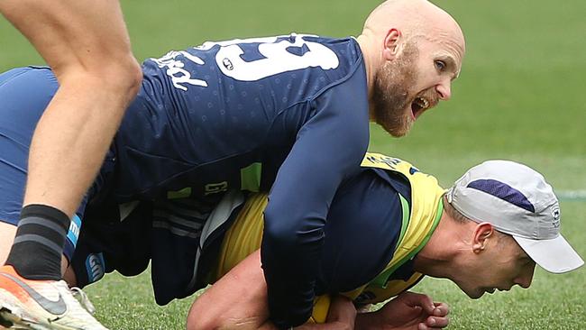 Gary Ablett and Harry Taylor have decisions to make. Picture: Alison Wynd