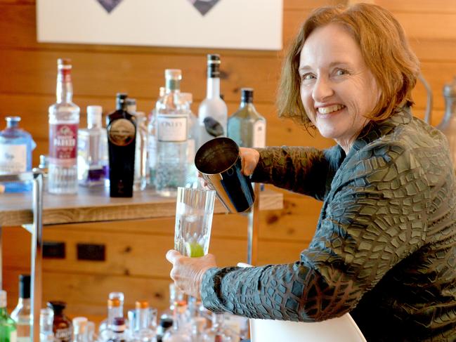 Gin collector Jacqui Walshe with her collection. Picture: Jeremy Piper.