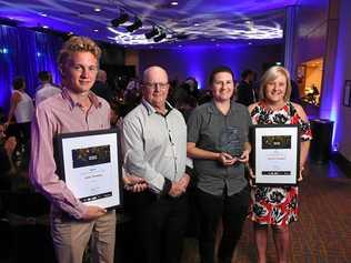 Junior Sportsperson of the Year Jude Thomas with the family of The Queensland Times Senior Sportsperson of the Year Andrew Campbell - father Jon, sister Lyndsey and mother Denise at the City of Ipswich Sports Awards function. Picture: Rob Williams