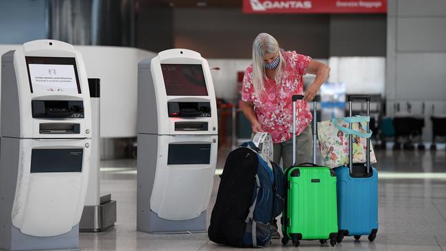 Qantas says it will make greater use of self-service at airport check-in. Picture: NCA NewsWire