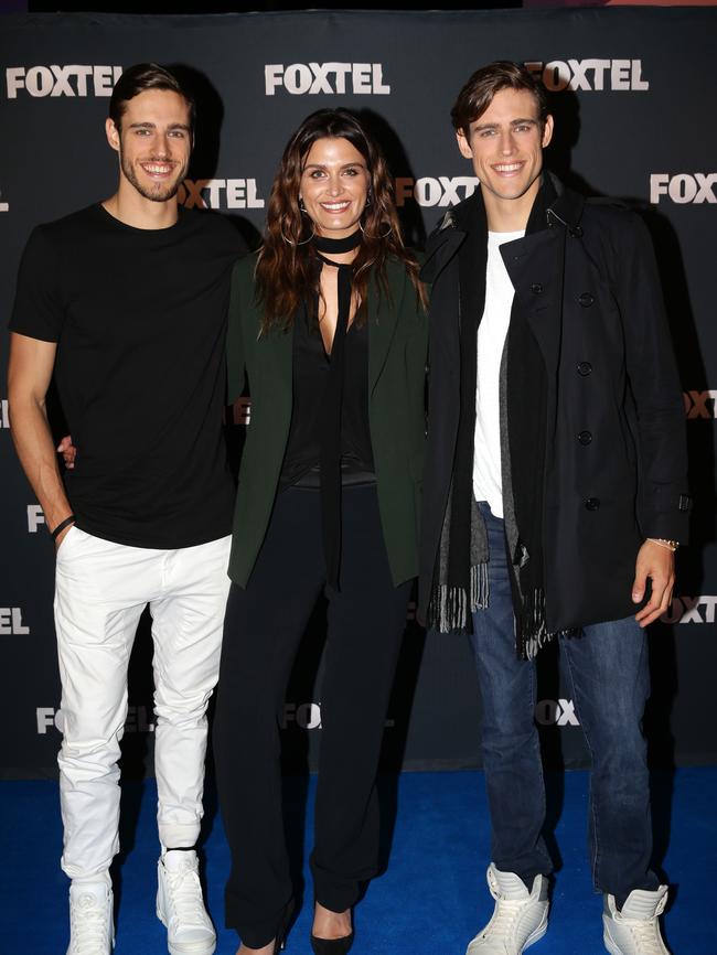 Jordan and Zac Stenmark and Cheyenne Tozzi from Australia's Next Top Model. Picture: Jonathan Ng