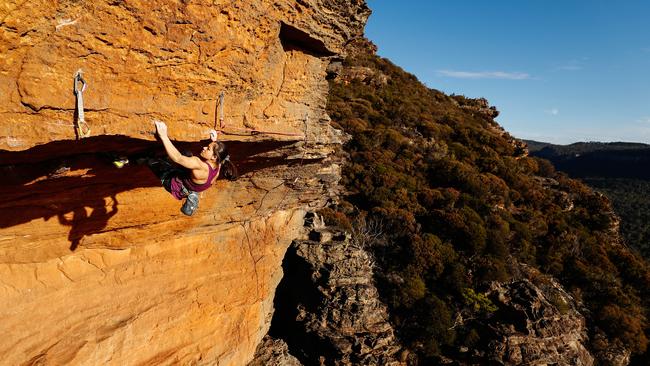 Angie usually trains eight hours a day in an Austrian climbing facility. Picture: AAP Image/Brendon Thorne