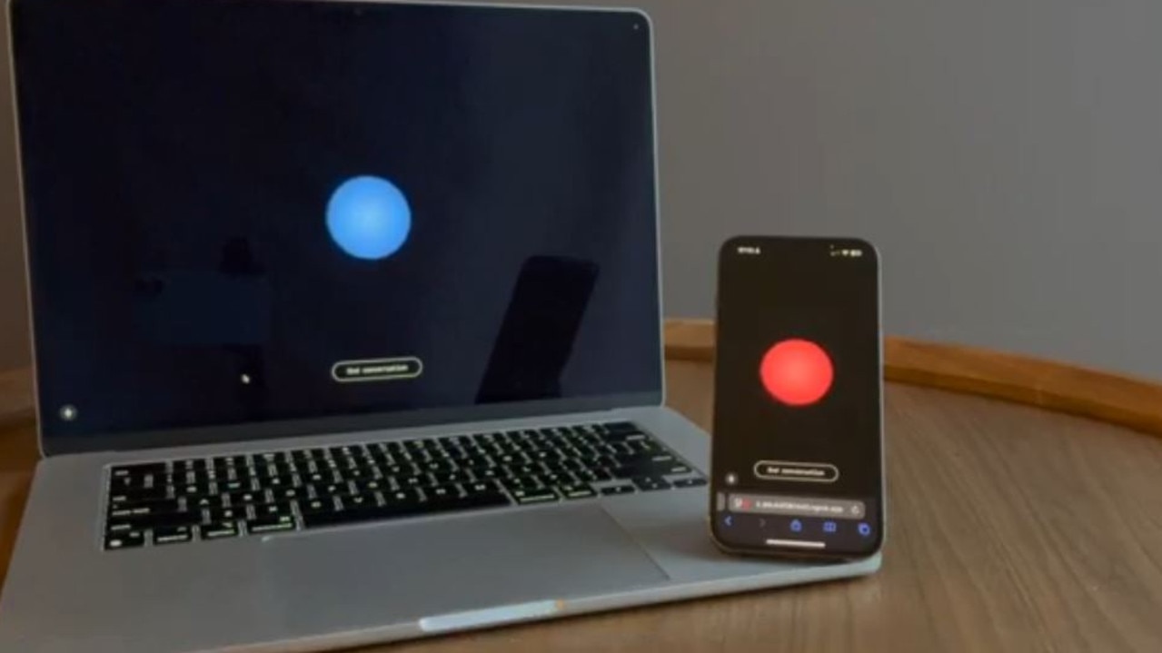 Two AI chatbots have been filmed “conversing” with one another between two devices. Picture: X