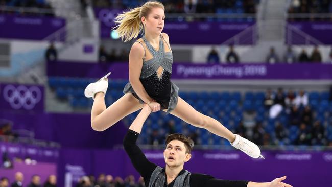 Ekaterina Alexandrovskaya and Harley Windsor during the pair skating short program. Picture: Getty