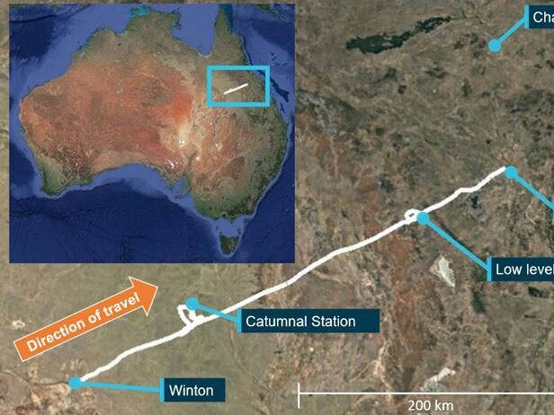 The route taken by the pilot. Graphic: ATSB.