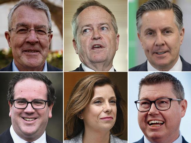 Mark Dreyfus, top left; Bill Shorten, top centre; Mark Butler, top right; Matt Keogh, bottom left; Anika Wells, bottom centre and Pat Conroy, bottom right. Pictures: News Corp