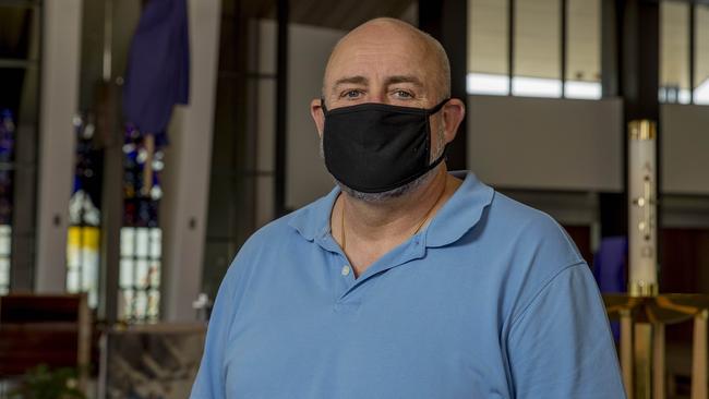 Burleigh Heads Catholic Parish priest Father Morgan Batt in a photo taken during the Covid-19 pandemic. Picture: Jerad Williams