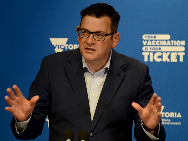 Premier Daniel Andrews warns unvaccinated people could be locked down into 2022. Picture: Andrew Henshaw