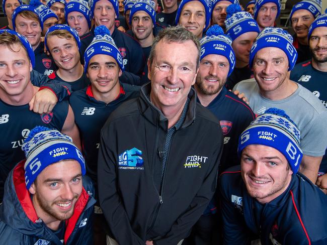 NEALE DANIHER SPEAKING TO Melbounre players and staff ahead of big freeze at the G. Picture: Jay Town