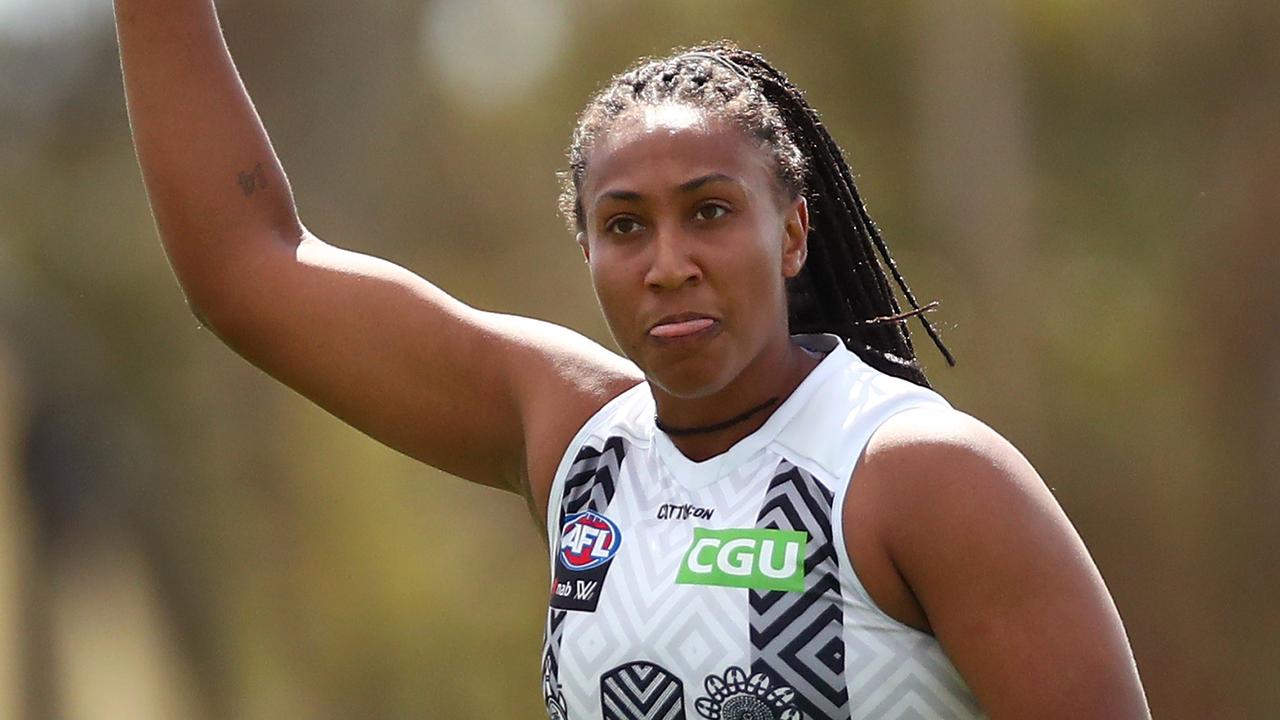 Star Collingwood recruit Sabrina Frederick. Picture: Kelly Defina/Getty Images