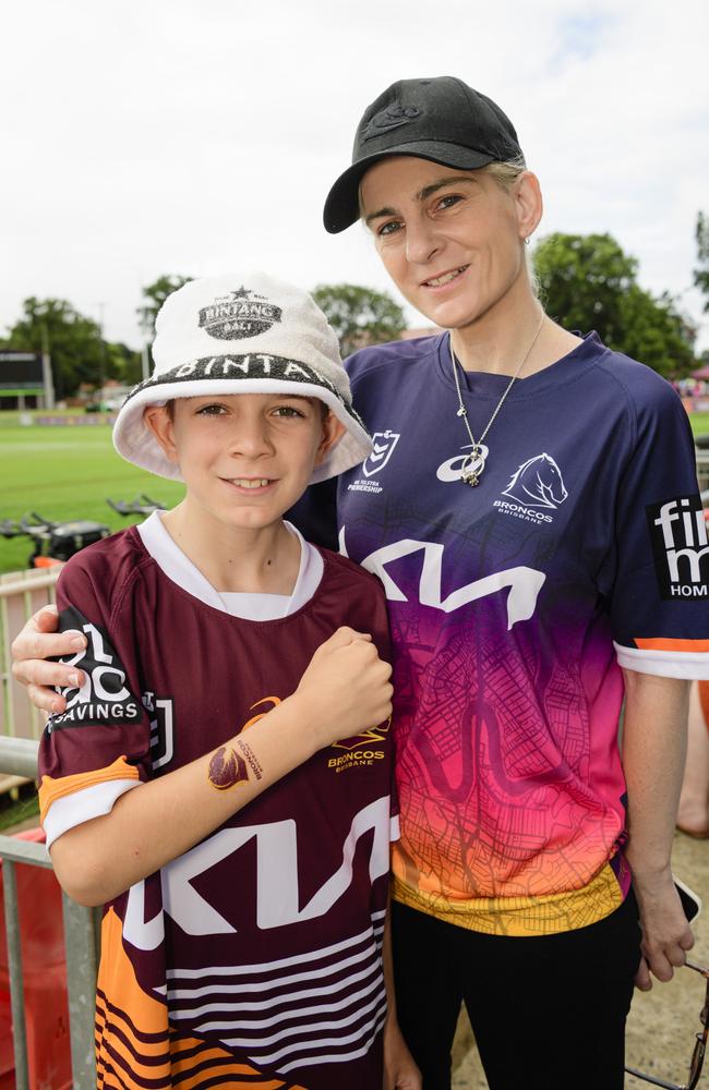 Kai and Kayla Malpress at the Brisbane Broncos Captain's Run and Toowoomba Fan Day at Toowoomba Sports Ground, Saturday, February 15, 2025. Picture: Kevin Farmer