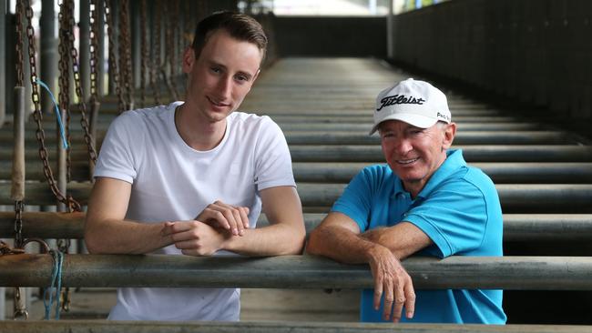 Mick Dittman (right) and his son Luke at the Gold Coast Turf Club. Picture: Glenn Hampson