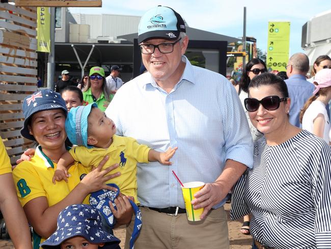 NEWS2019ELECTION 21/4/2019. DAY11/Job2The Prime Minister Scott Morrison with his wife Jenny and daughters Abigail and Lilly at the Royal Easter show in Sydney.Picture Gary Ramage