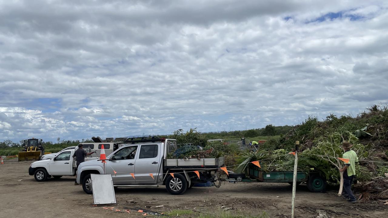 Residents unload green waste at the Rockhampton landfill.