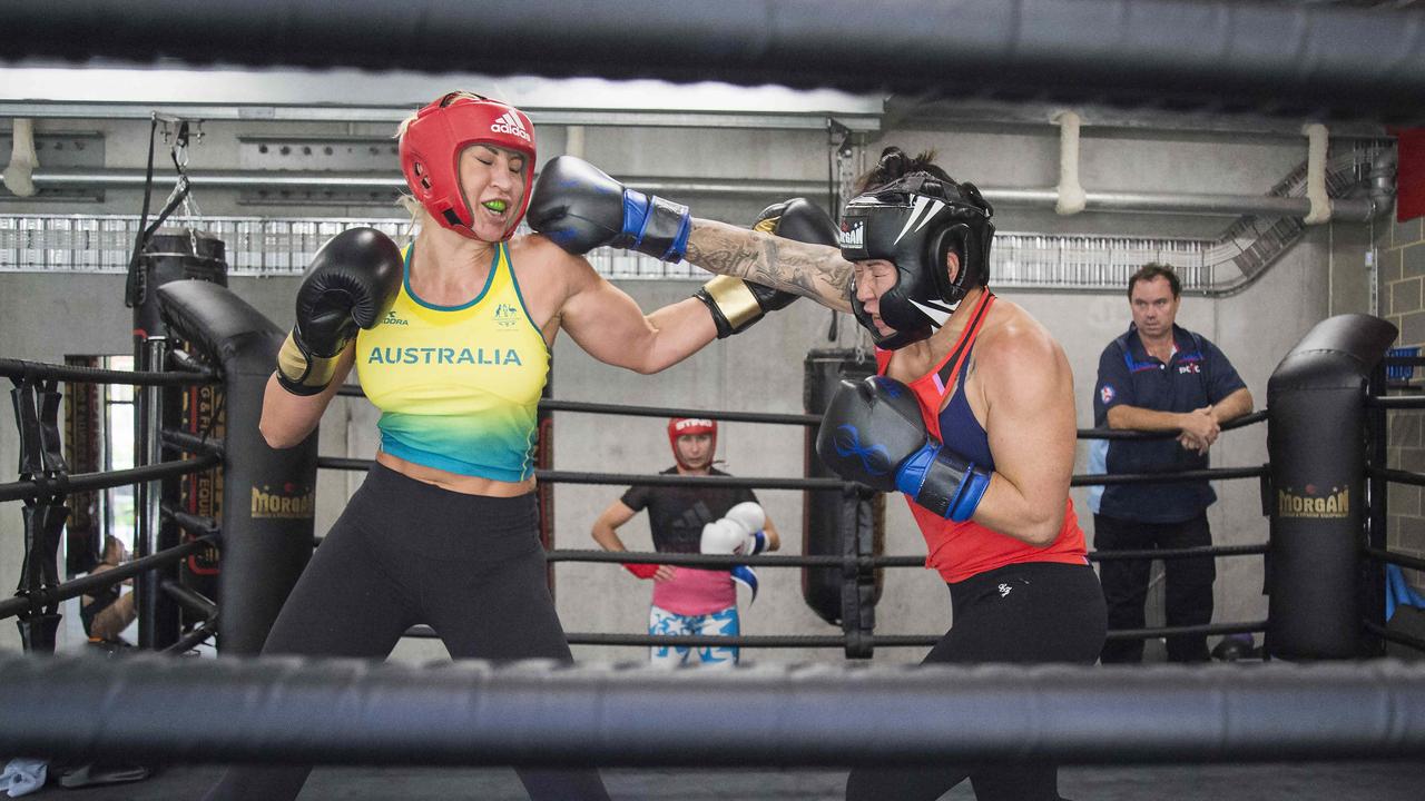 Australian Olympic boxer Kaye Scott (L) is heading to her third Games.