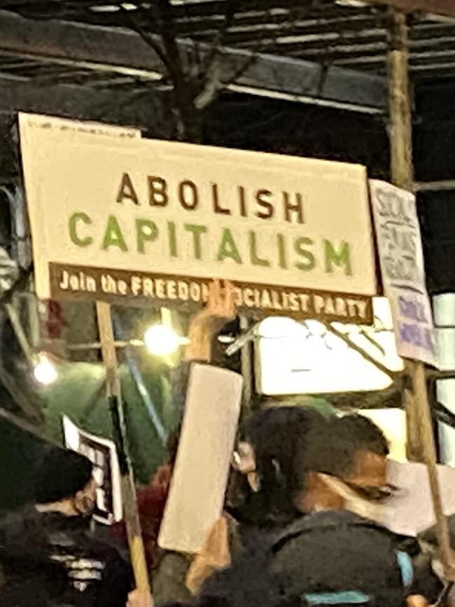 Demonstrators in New York. Picture: James Morrow