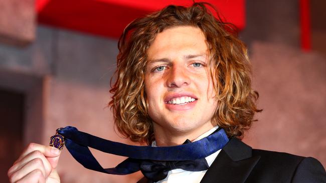 Fremantle star Nat Fyfe collected last year’s Brownlow Medal, on the Monday night before the Grand Final. Picture: Colleen Petch.