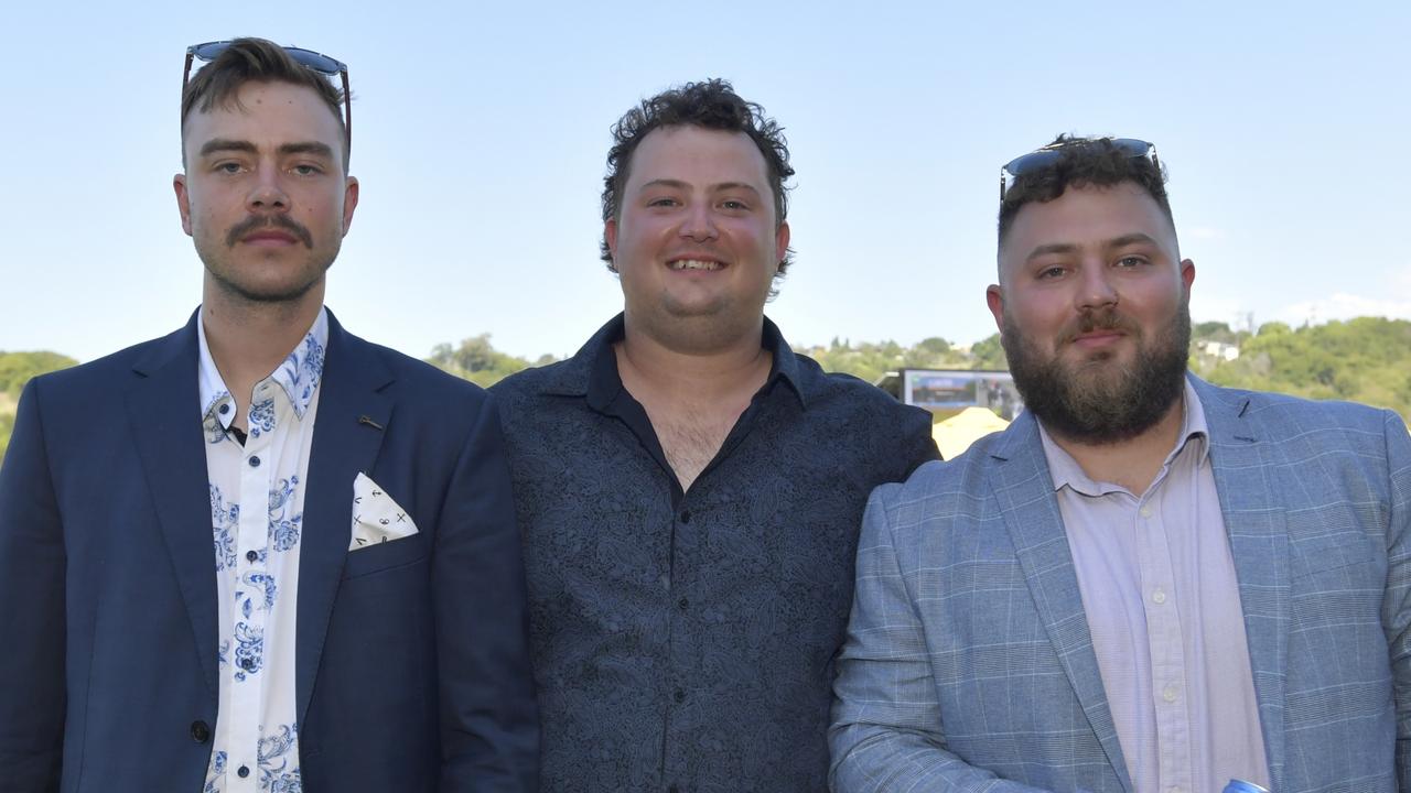 Jake Pruess, Bronson McAiff and Cody Barton at the Lismore Cup on Thursday.