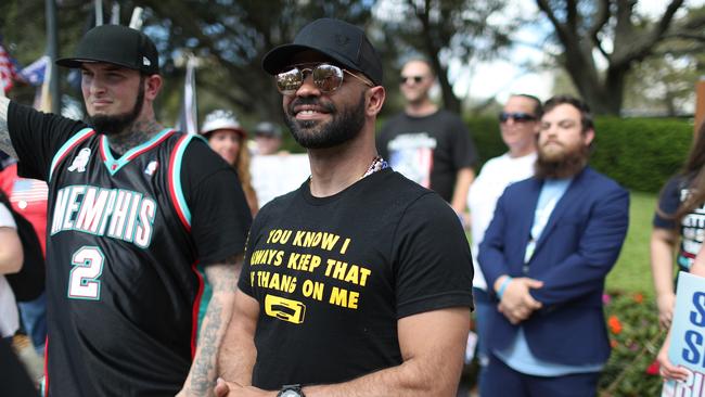 Enrique Tarrio, leader of the Proud Boys, stands outside of the Hyatt Regency where the Conservative Political Action Conference is being held. Picture: AFP