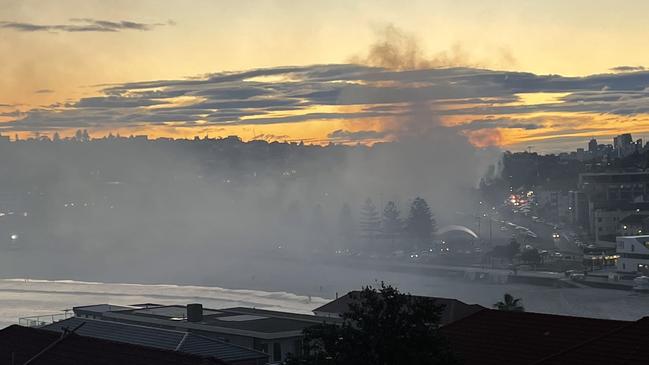 Smoke from the school fire over Bondi. Picture: Twitter/Matthew Cain