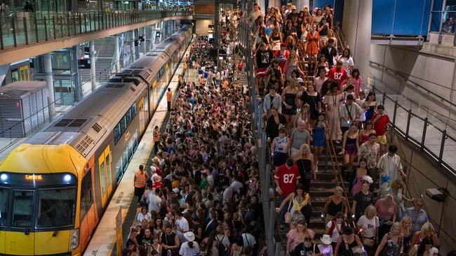 Transport chaos is not unusual at Sydney Olympic Park train station after a major event, but fears are mounting it could be worse under a masterplan. Picture: Flavio Brancaleone