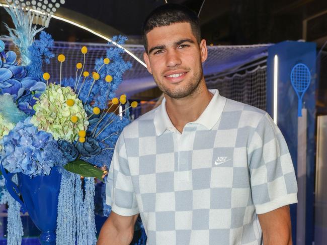 MELBOURNE, AUSTRALIA - JANUARY 11 2025Top tennis player Carlos Alcaraz at the Crown tennis activation.Picture: Brendan Beckett