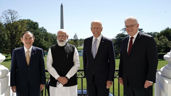 Scott Morrison attends the White House in Washington DC for the Quad leaders meeting including US President Biden, Japanese Prime Minister Suga, Indian Prime Minister Modi. Picture: Adam Taylor