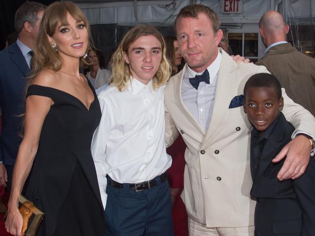 Jacqui Ainsley, Rocco Ritchie, Guy Ritchie and David Ciccone Ritchie (L to R). Picture: Getty.