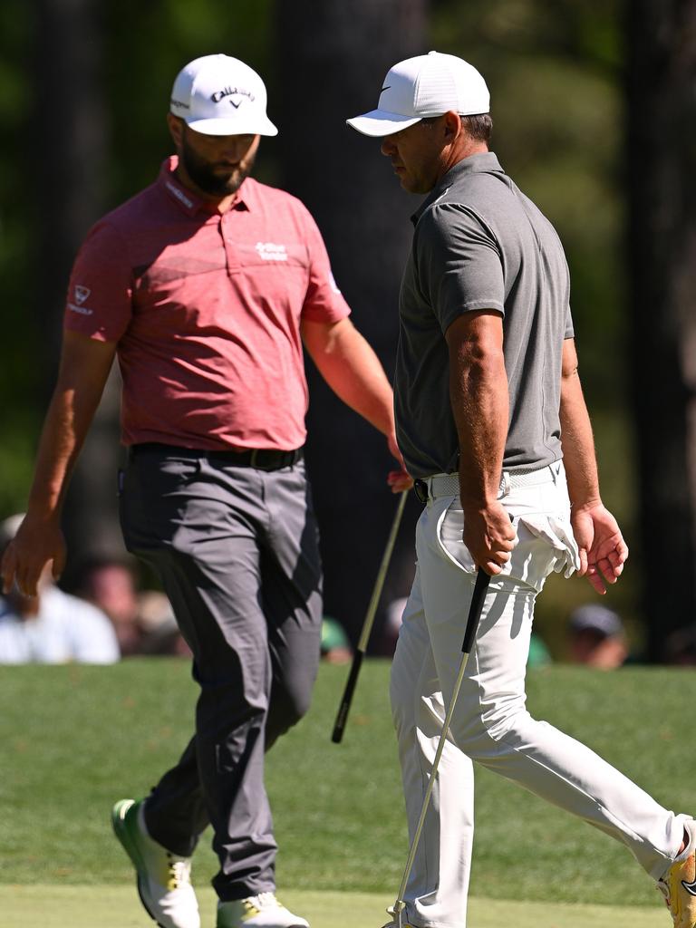 Brooks Koepka of the United States and Jon Rahm of Spain