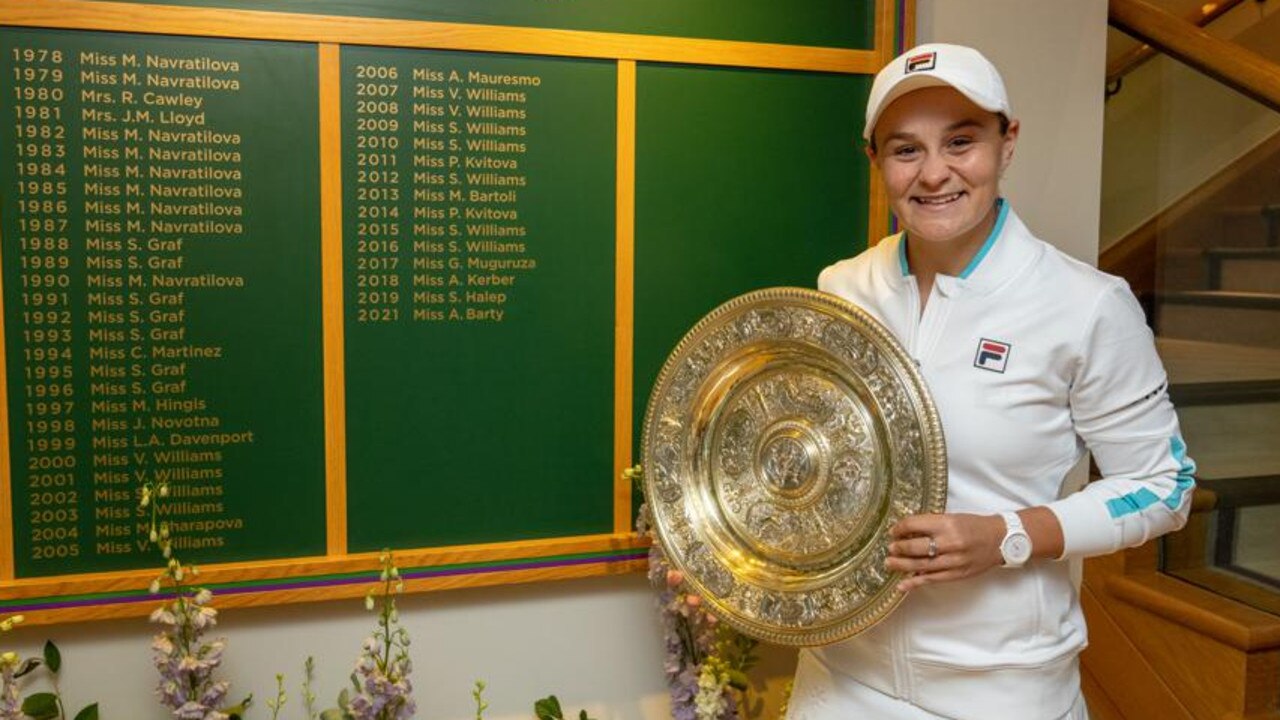 Ash Barty retired before she could defend her Wimbledon crown. (Photo by AELTC/Thomas Lovelock. - Pool/Getty Images)