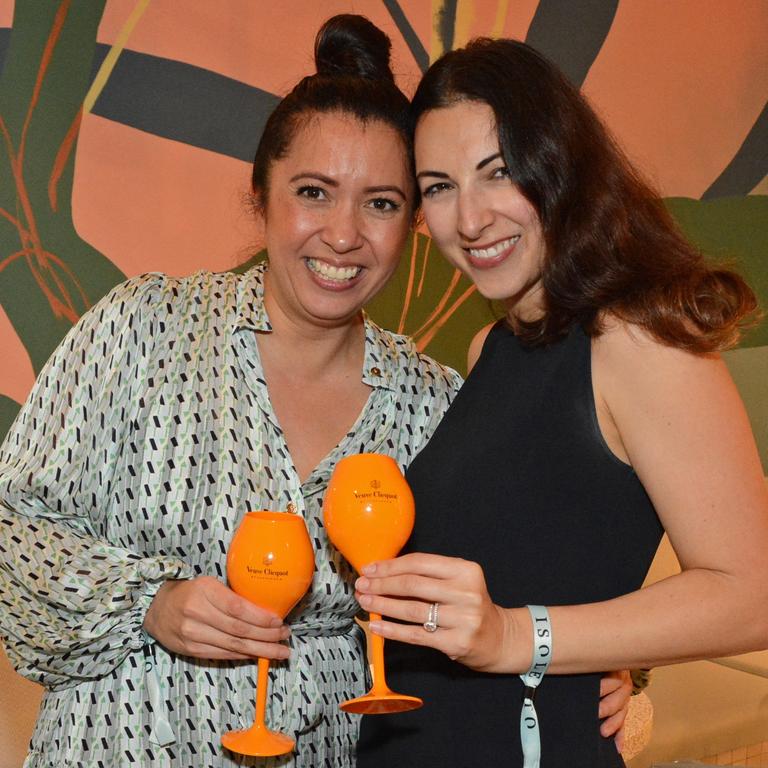 Rebecca Reyes and Rebecca Iacomino at the opening of Isoletto Pool Club at The Star Gold Coast. Picture: Regina King