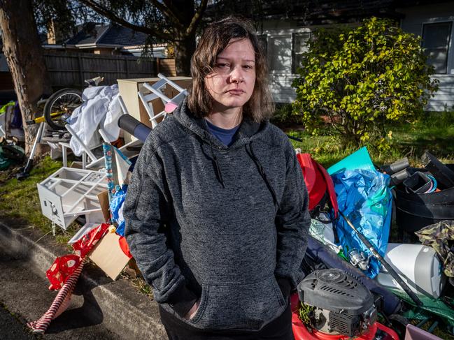 Renee Feehan is a mum of two young children who is soon to be kicked out of her home after she received 60 days notice from her landlord to vacate the rented property. Her and her partner have applied for numerous homes (around 60) and have yet to be accepted, her family is facing homelessness. Picture: Jake Nowakowski