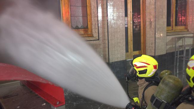 Overnight fire at the Brunswick Hotel in Liverpool Street Hobart. Picture: Tasmania Fire Service