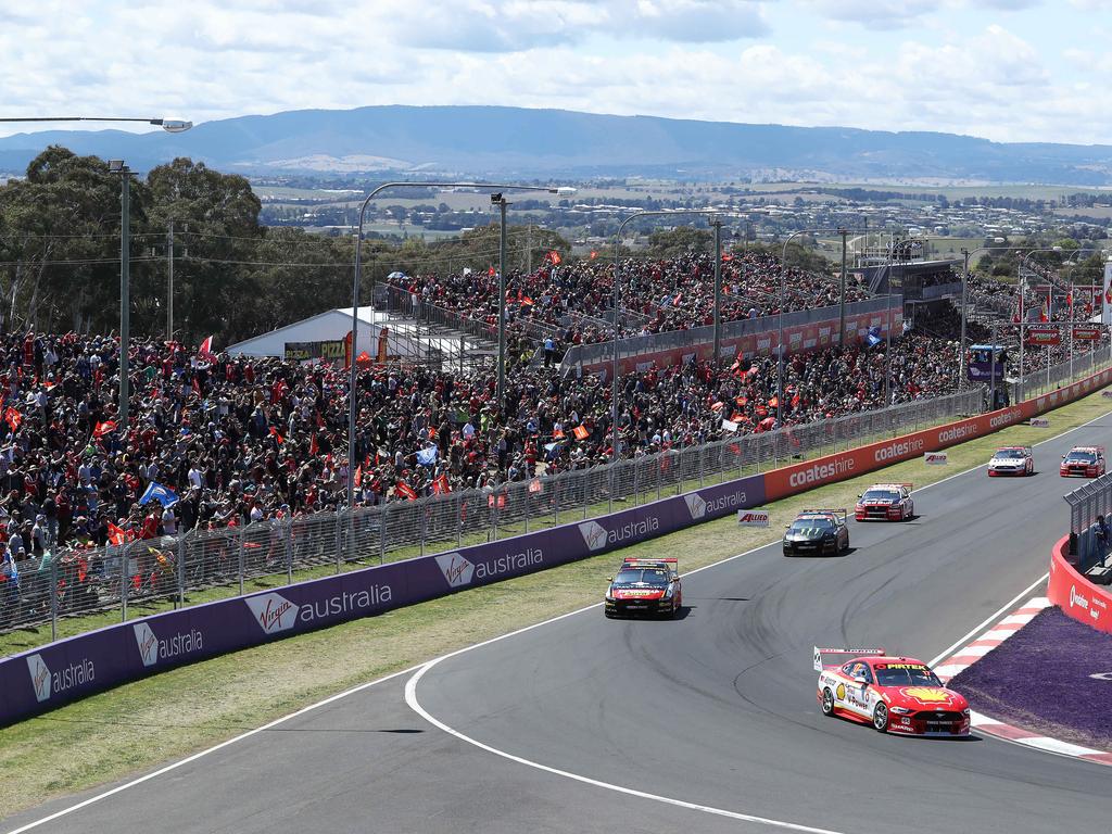 2019 Supercheap Auto Bathurst 1000, Virgin Australia Supercars Championship. Start of the race, drivers do an extra warm up lap. #17 Shell V-Power Racing Scott McLaughlin, Ford Mustang GT. Picture Rohan Kelly