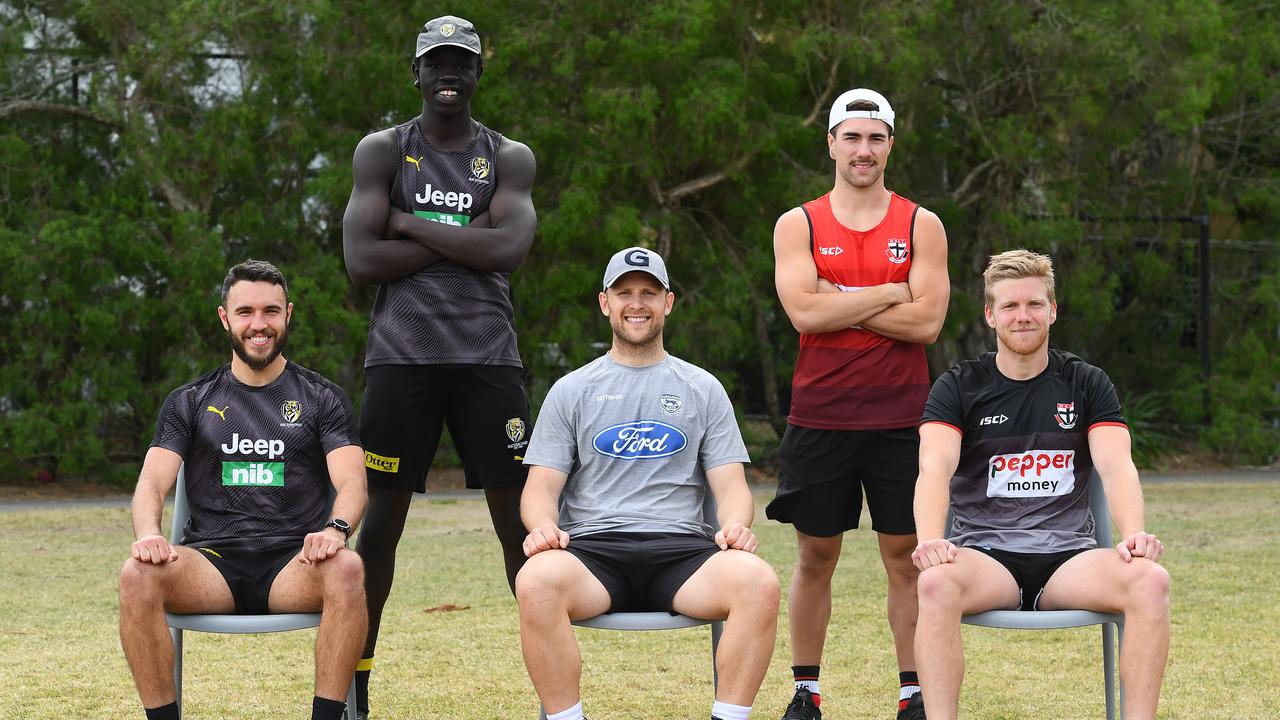 The transition hub club: Shane Edwards and Bigoa Nyuon of the Tigers, Gary Ablett of the Cats, Jade Gresham and Dan Hannebery of the Saints. Picture: Quinn Rooney