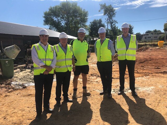 Federal Riverina MP Michael McCormack, Signature Care chief financial officer Graeme Croft and Signature Care general manager Martin Jones at the launch of Wagga Wagga Community Aged Care at Turvey Park.