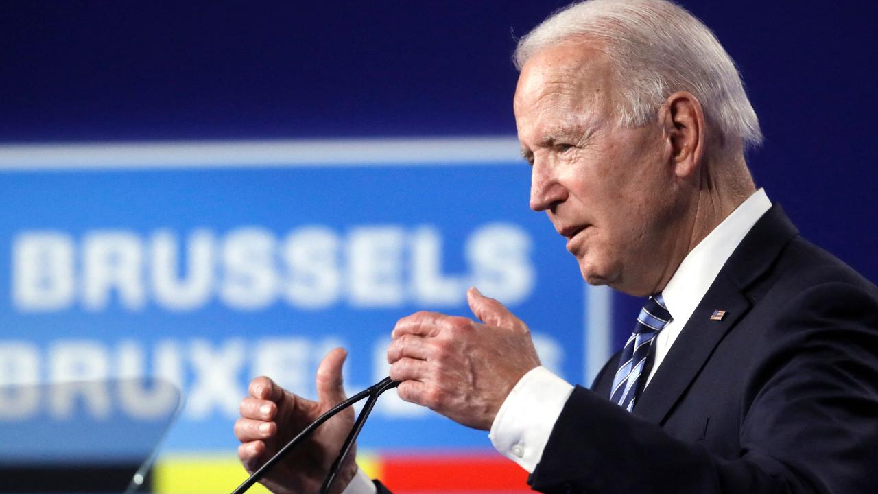 Mr Biden speaking today. Picture: Olivier Hoslet/AFP