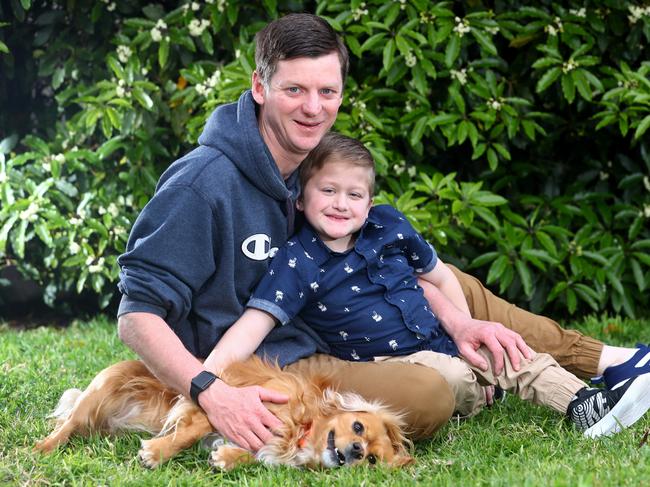 Corio dad Aaron McArthur has done it tough in the past two years following the death of his partner. He's become a single dad to disabled son, Abel, and balances full time work and volunteering at his local cricket club. Those that know Aaron say he's an everyday hero. pictured with dog Biscuit.picture: Glenn Ferguson