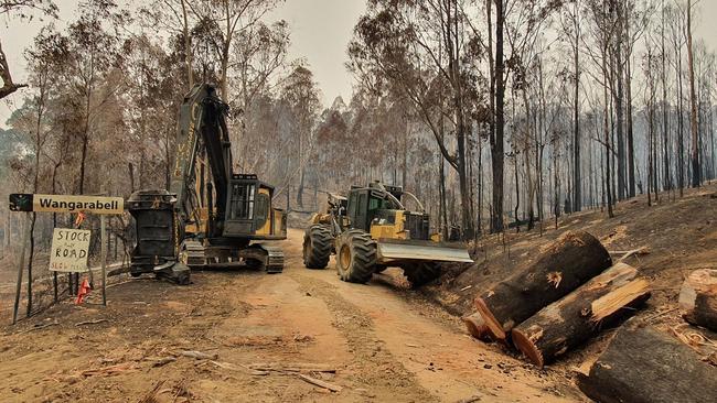 Work to clear a path into the isolated town of Wangarabell. Picture: Supplied