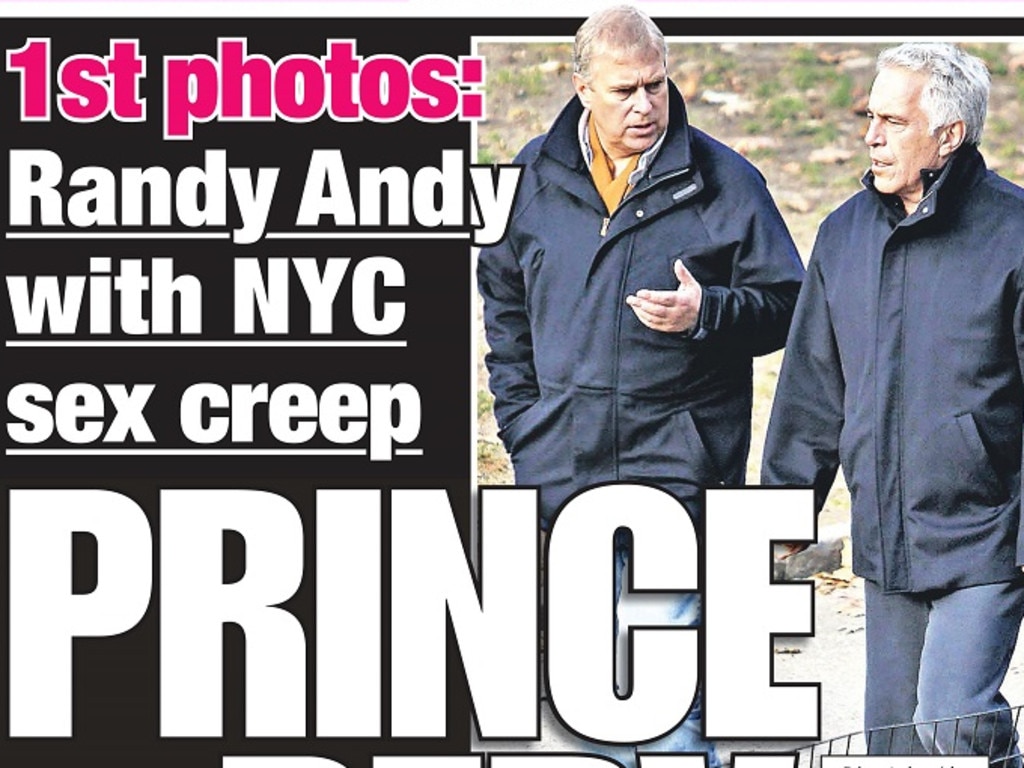 Prince Andrew and convicted sex-offender Jeffrey Epstein stroll in central park in a story that led the New York Post on Monday Feb. 21st 2011.