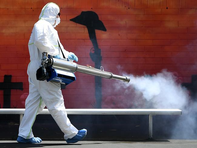 SYDNEY, AUSTRALIA - NCA NewsWire Photos JANUARY, 21, 2021: Workers conduct a deep clean at Berala Public School in Sydney. Picture: NCA NewsWire/Joel Carrett