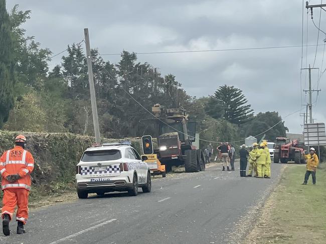 Man trapped after power line falls on vehicle